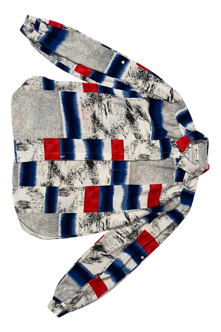 Vintage All Hours Abstract Colorblock Button-Up Blouse - Size L